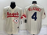 Angels 4 Andrew Velazquez Cream Nike 2022 City Connect Cool Base Jersey,baseball caps,new era cap wholesale,wholesale hats